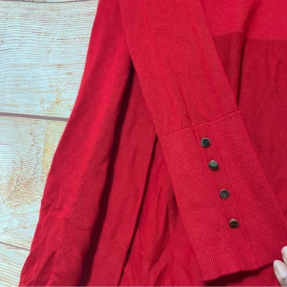 Red Open Front Long Sleeve Knit Cardigan Size Small - Picture 8 of 10